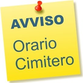 Orario di apertura locale Cimitero dal 20 dicembre 2024 al 30 giugno 2025